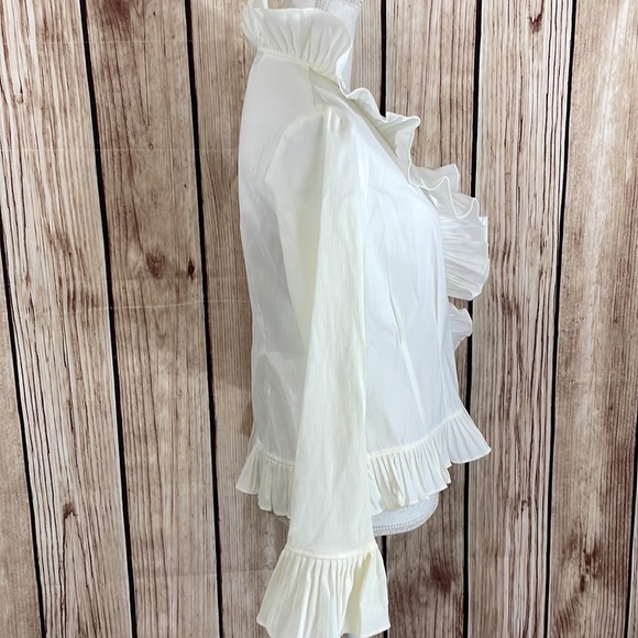 Isadora Collection White Blouse w/Ruffle Collar & Sleeves w/Sash New Condition - Picture 9 of 14